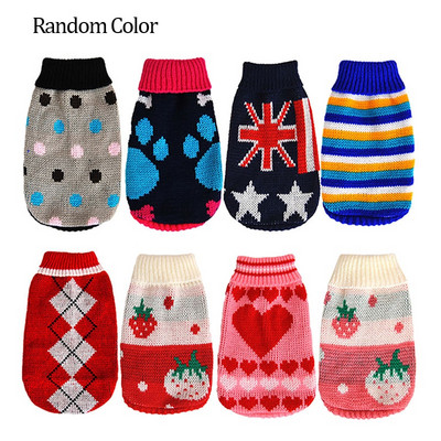 Naminių šunų megztas megztinis mažiems, vidutiniams dideliems šunims, kačių mezgimo paltai, prancūzų buldogo jorko čihuahua drabužiai, kostiumai