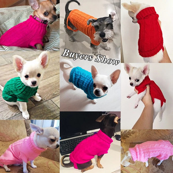 Зимни топли пуловери за кучета Дрехи за домашни любимци за малки кучета Меки вълнени котки Пуловер Палто Облекло за кученце Чихуахуа Котка Яке
