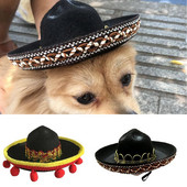 Mini Pet Dog Sun Hat Beach Party Straw Hat Dog Καπέλο μεξικάνικο στυλ για σκύλους και γάτες Διασκεδαστικό ψάθινο καπέλο Sombrero Αξεσουάρ γενεθλίων
