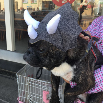 Triceratops Dinosaur Costume Καπέλα για γάτες Καπέλο για σκύλο Dinosaur Triceratops Bulldog Καπέλο Καπέλο σκύλου Καπέλα κεφαλής κατοικίδιο ζώο Στολή Καπέλο σκύλου