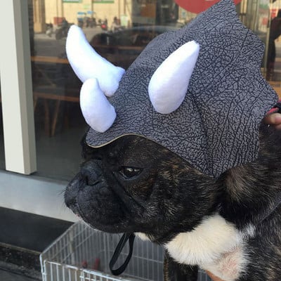 Triceratops Dinosaur Costume Καπέλα για γάτες Καπέλο για σκύλο Dinosaur Triceratops Bulldog Καπέλο Καπέλο σκύλου Καπέλα κεφαλής κατοικίδιο ζώο Στολή Καπέλο σκύλου