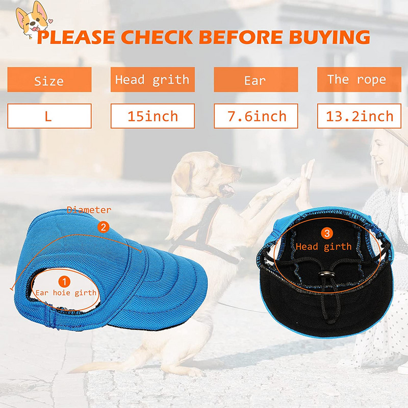 Lemmikloomade pesapallimüts, välikoerte spordimüts, kõrvaaugu ja reguleeritava kaelaga koera päikesemüts, koera päikesemüts, koera päikesemüts