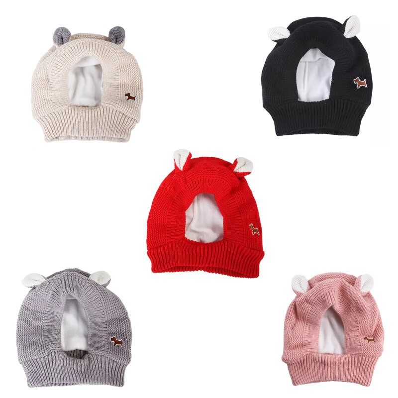 Juokingos šunų kepurės Žiemos šilta elastinga megzta kepurė vidutinio dydžio šunims Dekoracija Apsidraudimas nuo vėjo šuniuko priedai Naminių gyvūnėlių kepurė