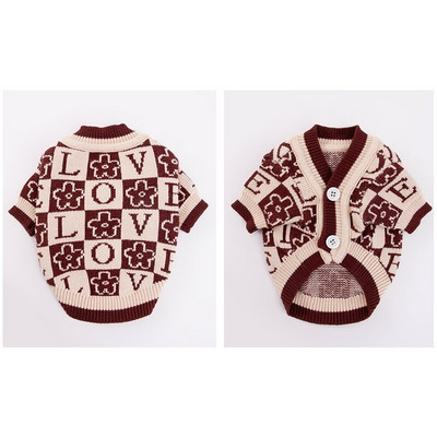 Luksuslikud kardiganid koera kampsunid, talvised soojad koerariided, chihuahua prantsuse buldogi rõivad, lemmikloomade mantel jakk Lemmikloomaesemed kootud kampsun