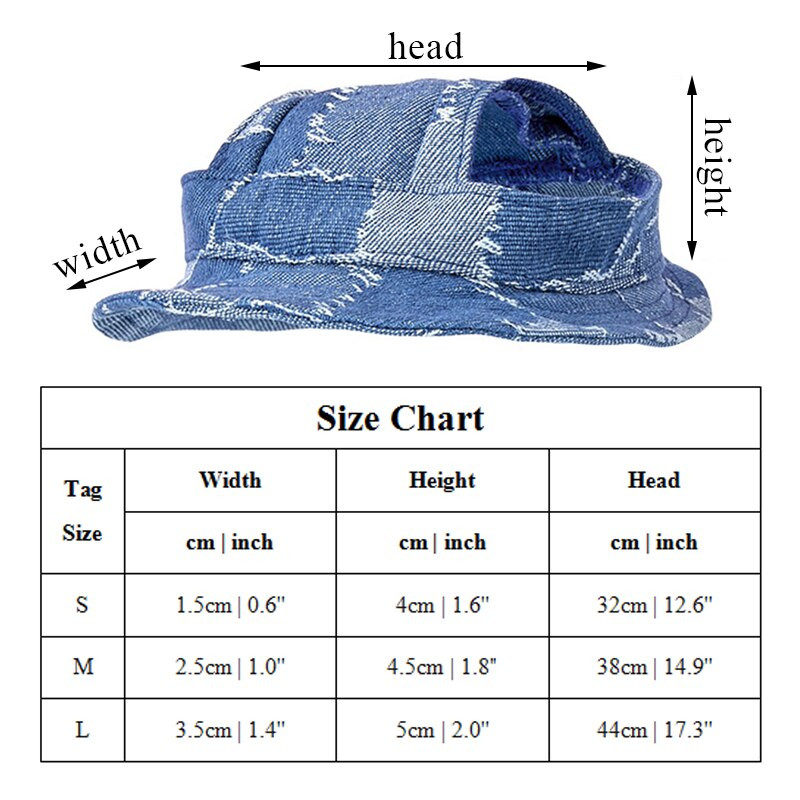Pălărie pentru câine cu umbră de vară, denim, pentru animale de companie, cu găleți pentru urechi, șapcă pentru câine cu bor rotund, în aer liber, șapcă pentru pisici, accesorii pentru animale de companie