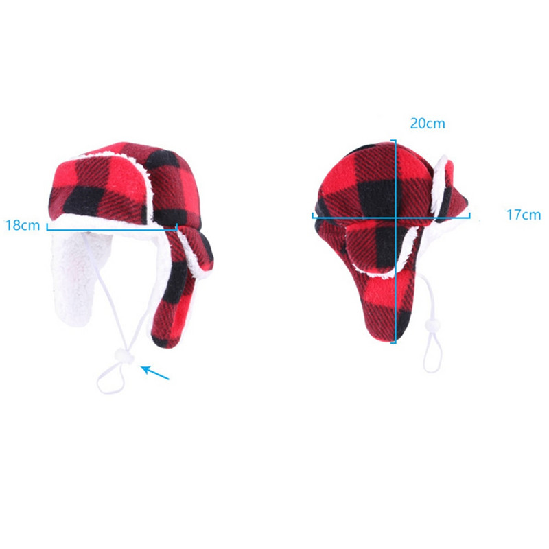 Čelenka pre malé psy, dekoratívne doplnky, zimná plyšová kockovaná čiapka pre mačky, teplá francúzska vlnená čelenka pre venčenie psov, vonkajšia vetruodolná pokrývka hlavy