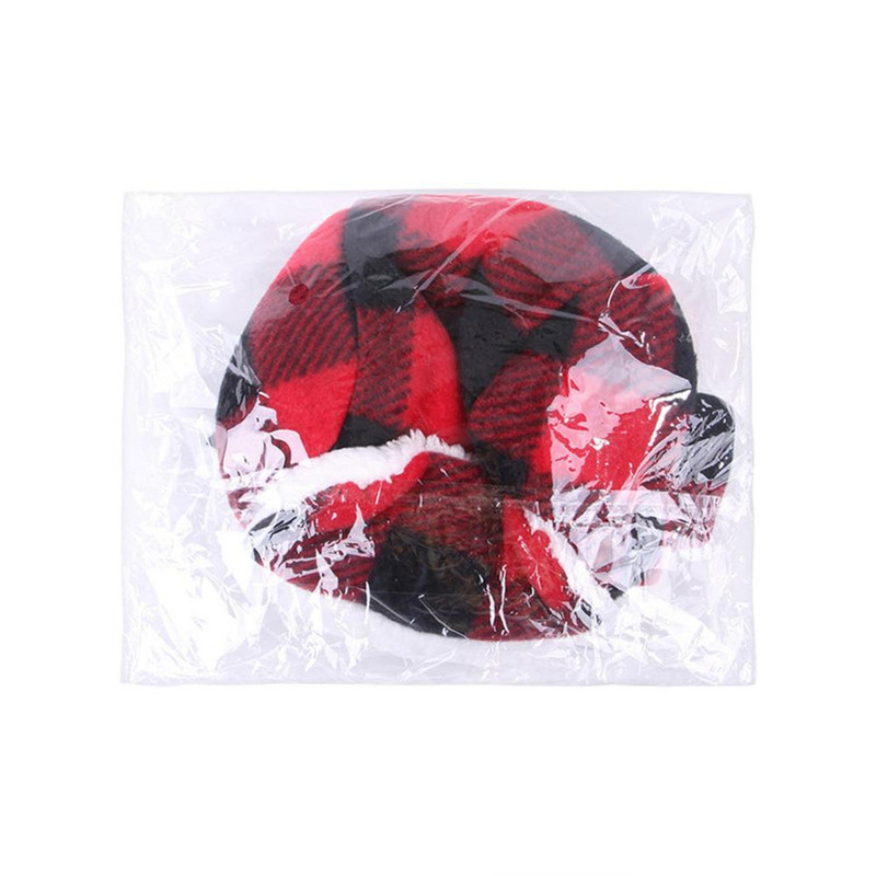 Čelenka pre malé psy, dekoratívne doplnky, zimná plyšová kockovaná čiapka pre mačky, teplá francúzska vlnená čelenka pre venčenie psov, vonkajšia vetruodolná pokrývka hlavy