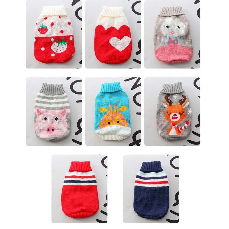 Kreslený sveter pre šteňatá, zimné teplé oblečenie pre malých psov, vianočný kostým, čivava, kabát, pletenie, háčkovaný látkový dres