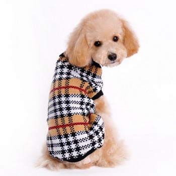 Куче Котка Плетен пуловер Раиран пуловер Кученце Яке Дрехи за домашни любимци Зимни топли дрехи Облекло 5 размера