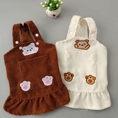 Princess Skirt Strap Dress Pets Clothes Pet Cats And Dogs Clothes Bear Suspenders Skirt Corduroy Base Cute Sleeveless Clothes