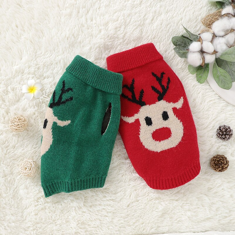 Îmbrăcăminte pentru animale de companie Minunat cap de cerb de Crăciun Haine pentru câini pentru pisici Îmbrăcăminte tricotată de iarnă Costum de pulover pentru câini cald pentru animale de companie