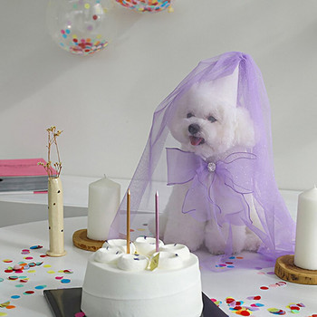 Χαριτωμένο κατοικίδιο κατοικίδιο καπέλο για πάρτι γενεθλίων Καπέλο γάμου Φιόγκος Πετσέτα σάλιου Teddy τρίγωνο κασκόλ Φιόγκος Τσέπη σαλιάρα Κασκόλ Σκύλος Χαριτωμένα κοσμήματα καπέλα σκύλου