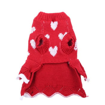 Куче Котка Пуловер Рокля Hearts Design Pet Puppy Jumper Есенни/зимни дрехи