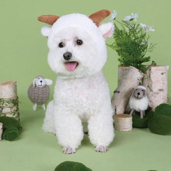 Χαριτωμένο καπέλο κατοικίδιων κινουμένων σχεδίων για μικρά και μεσαία κατοικίδια Αστείο σχήμα ζώου Κάλυμμα κεφαλής σκύλου γάτας Αναπνεύσιμο αξεσουάρ για κουτάβι καπέλο κατοικίδιο ζώο Cosplay