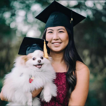 Μαύρα καπέλα αποφοίτησης για κατοικίδια Καπέλα αποφοίτησης για σκύλους και γάτες με κίτρινη φούντα για αξεσουάρ για στολές κατοικίδιων για το πάρτι αποφοίτησης