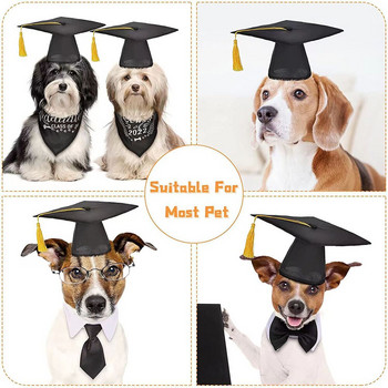Черни шапки за дипломиране на домашни любимци Кучета и котки Шапки за дипломиране с жълт пискюл за празнично парти за дипломиране Аксесоари за костюми за домашни любимци