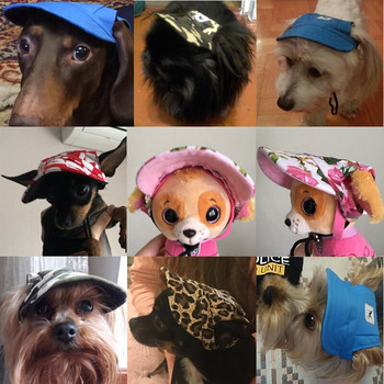 TAILUP Шапка за кучета с дупки за уши Лятна платнена бейзболна шапка за малки домашни кучета Аксесоари на открито Туризъм Продукти за домашни любимци -10 стила