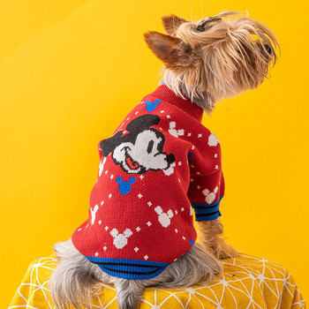 Нов пуловер за кученца на Дисни, модни плетени дрехи за кучета с Мики, топъл пуловер за кучета на открито, памучни удобни луксозни дрехи за кучета