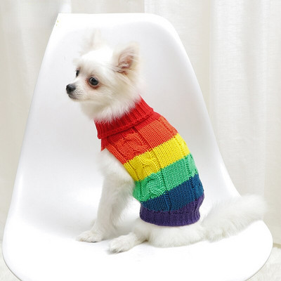 Îmbrăcăminte pentru animale de companie, pisică de lux, pentru câini, pulover, haine, drăguț, curcubeu, în dungi, pentru animale de companie, costum fără mâneci.
