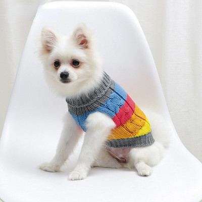 Îmbrăcăminte pentru animale de companie, pisică de lux, pentru câini, pulover, haine, drăguț, curcubeu, în dungi, pentru animale de companie, costum fără mâneci.