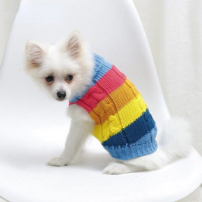 Îmbrăcăminte pentru animale de companie, pisică de lux, pentru câini, pulover, haine, drăguț, curcubeu, în dungi, pentru animale de companie, costum fără mâneci.