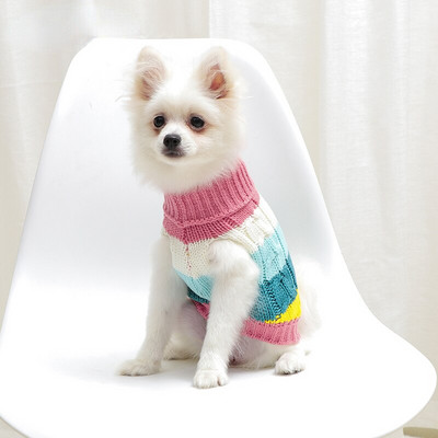Îmbrăcăminte pentru animale de companie, pisică de lux, pentru câini, pulover, haine, drăguț, curcubeu, în dungi, pentru animale de companie, costum fără mâneci.