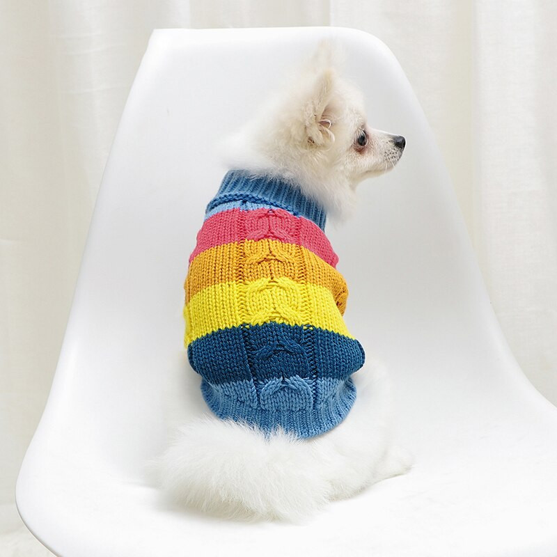 Îmbrăcăminte pentru animale de companie, pisică de lux, pentru câini, pulover, haine, drăguț, curcubeu, în dungi, pentru animale de companie, costum fără mâneci.