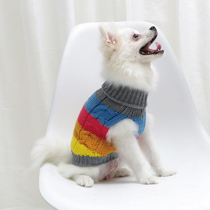 Îmbrăcăminte pentru animale de companie, pisică de lux, pentru câini, pulover, haine, drăguț, curcubeu, în dungi, pentru animale de companie, costum fără mâneci.