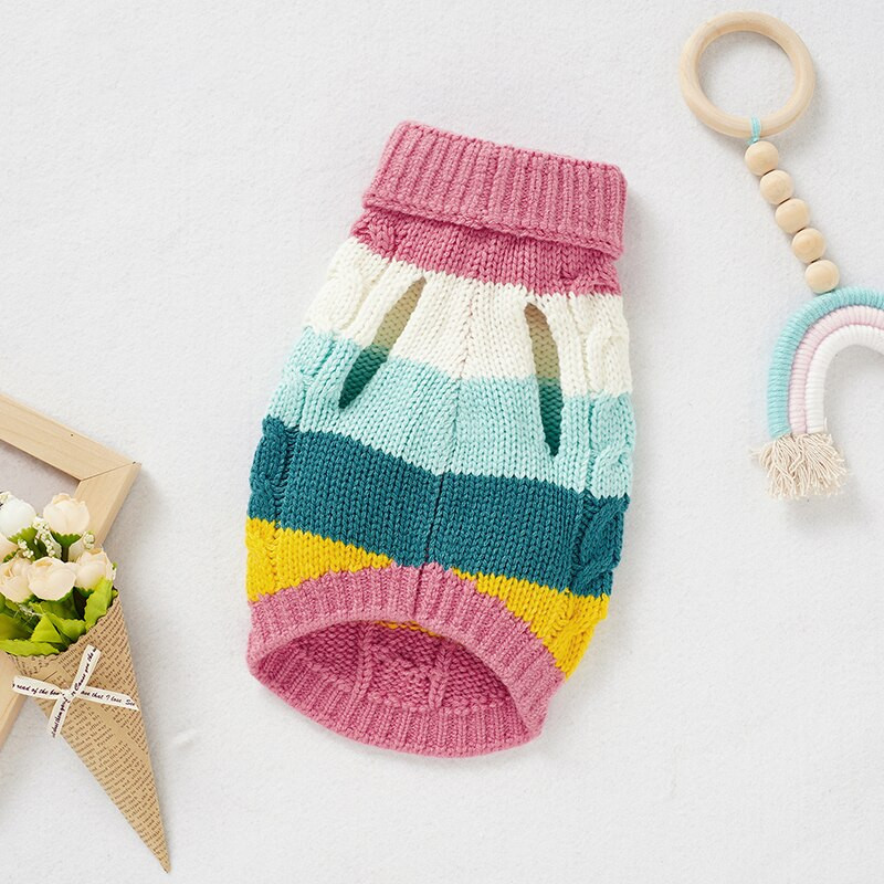 Îmbrăcăminte pentru animale de companie, pisică de lux, pentru câini, pulover, haine, drăguț, curcubeu, în dungi, pentru animale de companie, costum fără mâneci.