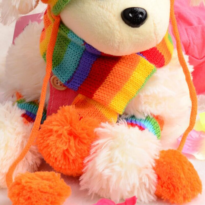 3 vnt./komplektas Šuns kepurė Franse Bulldog Kepurė šunims Žiemos reikmenys Jorkšyro terjeras Corgi Stripe megztas šalikas šuniuko aprangos kostiumas