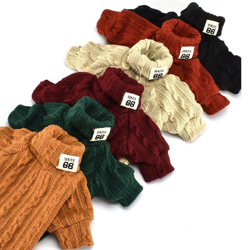 Pulover cald pentru câini, pisici, îmbrăcăminte de iarnă cu gât tricotat, haine pentru cățeluși, pentru câini de talie mică, pisici, chihuahua, vestă-