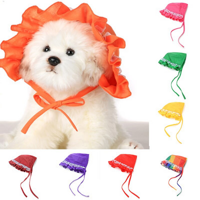 Безплатна 2022 Пролет Лято Мода Куче Слънце Шапка Дантелена Прекрасна Цветна Слънцезащитна Защита Външни Кучета Домашни Животни Шапка Шапка Слънце Шапка Кученце