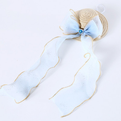 Сенник за домашни любимци Сламена шапка Котка Куче Заек Плетен лък Любов Шифон Сламена шапка Домашни любимци Рожден ден Принцеса Аксесоари Куче Корона Чихуахуа