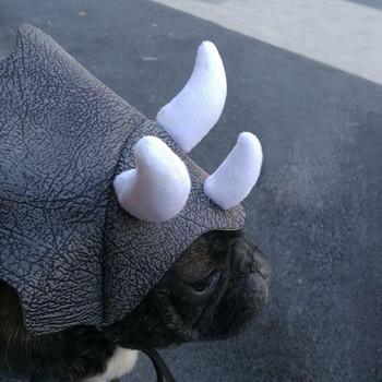 Плюшени шапки за кучета Забавен рог на динозавър Куче Шапка Кученце Костюм за Хелоуин Косплей дрехи Чихуахуа Френски булдог Теди