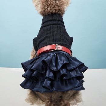 Кучешки рокли Палто Есенно топло плетен пуловер с яка и горна част Котешка пачка Пола Дрехи за малки кучета XS SML XL