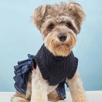 Кучешки рокли Палто Есенно топло плетен пуловер с яка и горна част Котешка пачка Пола Дрехи за малки кучета XS SML XL