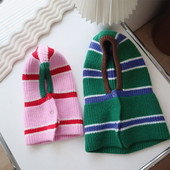 Pet Φθινοπωρινό και Χειμώνα Ζεστό ριγέ κασκόλ Γαλλικό μπουλντόγκ Chenery Σκύλοι μικρού και μεσαίου μεγέθους Πλεκτό σάλι καπέλο σκύλου Πουλόβερ για κουτάβι