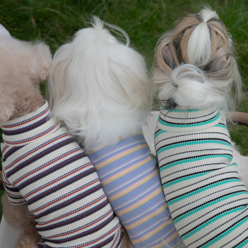 Jesen Zima Odjeća za kućne ljubimce Pruge Waffle Kućna dugih rukava Pas Mačka Udobnost Ležerna prugasta poddlaka Pseća zimska odjeća