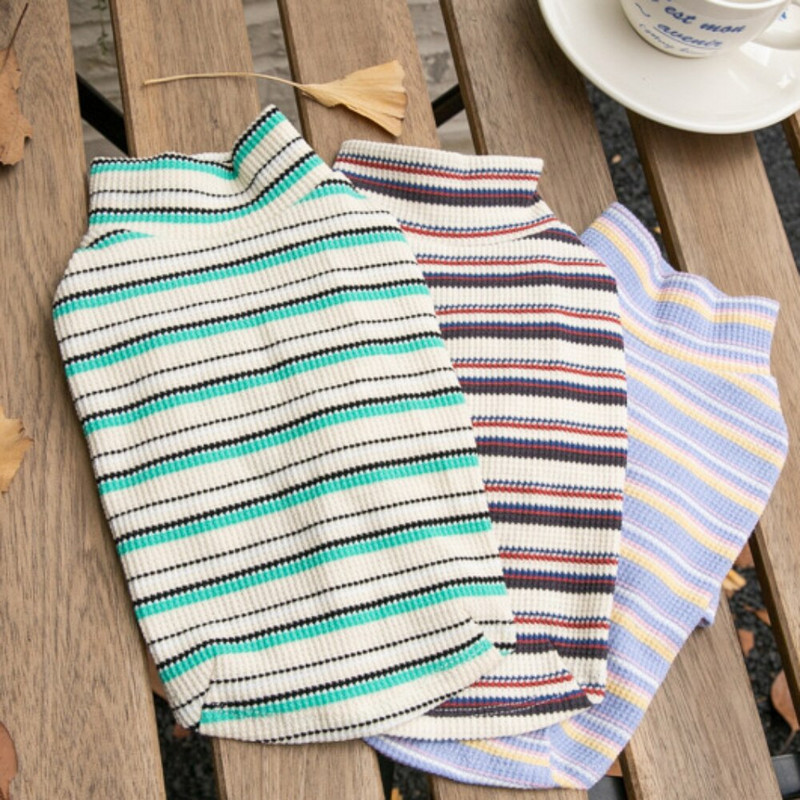 Jesen Zima Odjeća za kućne ljubimce Pruge Waffle Kućna dugih rukava Pas Mačka Udobnost Ležerna prugasta poddlaka Pseća zimska odjeća