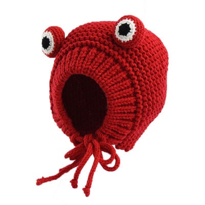 Roztomilá žabia čiapka pre psa, útulná háčkovaná čiapka pre psa, teplá zimná čiapka pre psa, šteňacia čiapka, malá pletená čiapka pre psa, kostýmová pletená čiapka pre veľkého psa