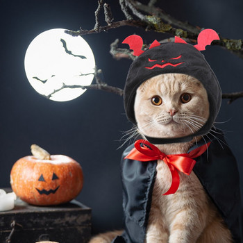 Halloween Pet Dog Καπέλο Στολή για Pet Cat Καπέλα κακής νυχτερίδας Universal Size Cat Dog Cosplay Αξεσουάρ για κουτάβι γατάκι