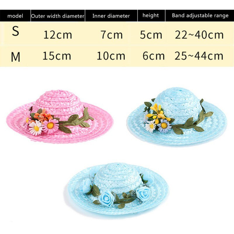 Klobúk pre psa, mačky, kostým, domáce zvieratá, dekorácia pre domáce zvieratá pre malé, stredné a veľké psy, fotografické rekvizity, roztomilý kvetinový klobúk pre psa a mačku, slamený klobúk, potreby pre domáce zvieratá