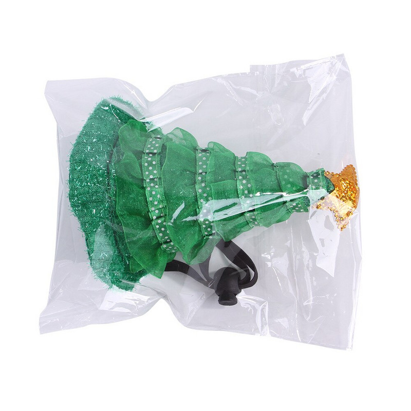 Καπέλα κατοικίδιων ζώων σκύλος σκούφος σκύλος Πράσινο χριστουγεννιάτικο δέντρο Κάλυμμα κεφαλής αποκριάτικη στολή Αξεσουάρ για σκύλους Στολή για σκύλους Προμήθειες για κατοικίδια