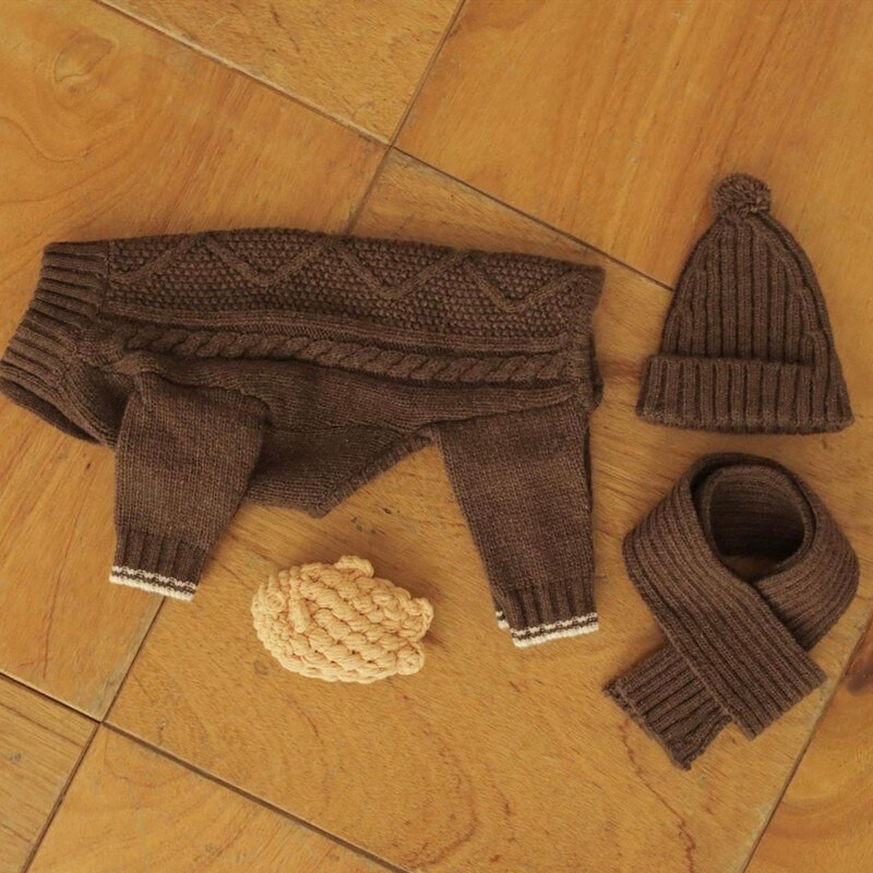 Pošalji Šal Četveronožni tkani pulover za pse Zimska topla odjeća za pse za kućne ljubimce Francuski buldog Yorkshire Odjeća Kaput jakna za male pse