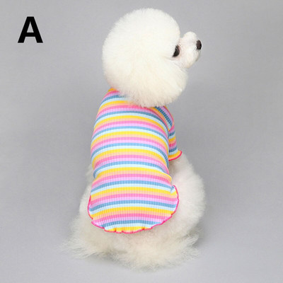 Nou costum de cățeluș Curcubeu, haine pentru câini în dungi, guler cu volane, vestă pentru câini, cămăși, primăvară, toamnă, pentru animale de companie mici, chihuahua, pulover tricotat