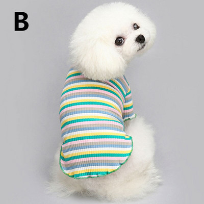 Nou costum de cățeluș Curcubeu, haine pentru câini în dungi, guler cu volane, vestă pentru câini, cămăși, primăvară, toamnă, pentru animale de companie mici, chihuahua, pulover tricotat