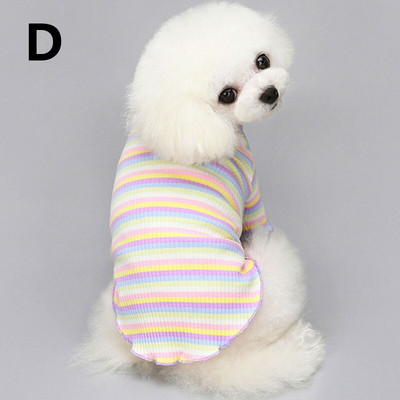 Nou costum de cățeluș Curcubeu, haine pentru câini în dungi, guler cu volane, vestă pentru câini, cămăși, primăvară, toamnă, pentru animale de companie mici, chihuahua, pulover tricotat