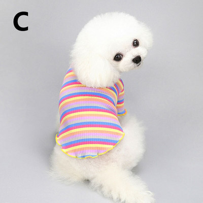 Nou costum de cățeluș Curcubeu, haine pentru câini în dungi, guler cu volane, vestă pentru câini, cămăși, primăvară, toamnă, pentru animale de companie mici, chihuahua, pulover tricotat