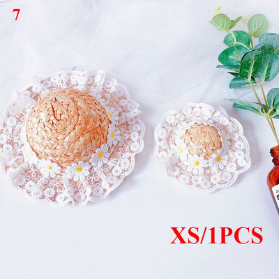 Nový čipkovaný kvetinový klobúk pre mačky a psov, letný slnečník, slamený klobúk, domáce zvieratá, šteňa, doplnky, malý klobúk pre psov, sladké sedmokrásky, klobúky pre mačky, domáce zvieratá, klobúky