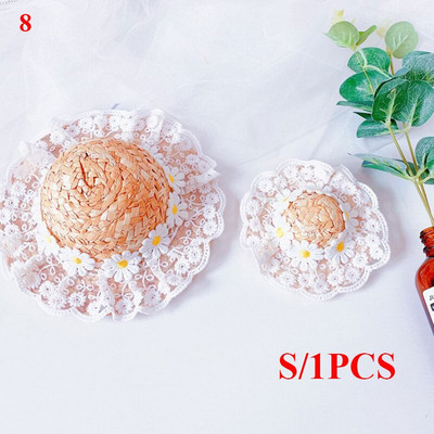 Nový čipkovaný kvetinový klobúk pre mačky a psov, letný slnečník, slamený klobúk, domáce zvieratá, šteňa, doplnky, malý klobúk pre psov, sladké sedmokrásky, klobúky pre mačky, domáce zvieratá, klobúky